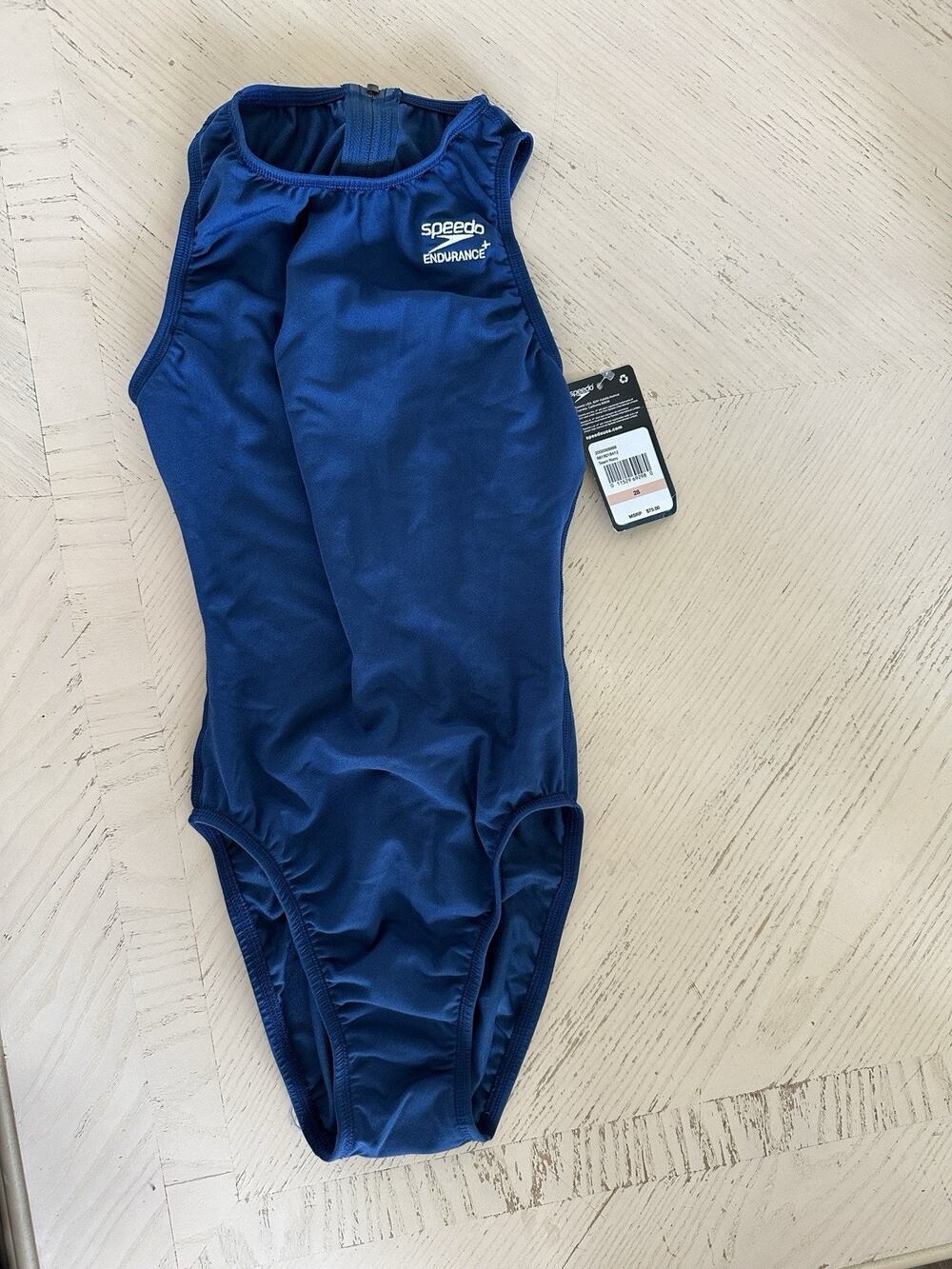 Speedo Endurance+ Women's Zip Up Swimsuit Size 6/28 NWT Navy